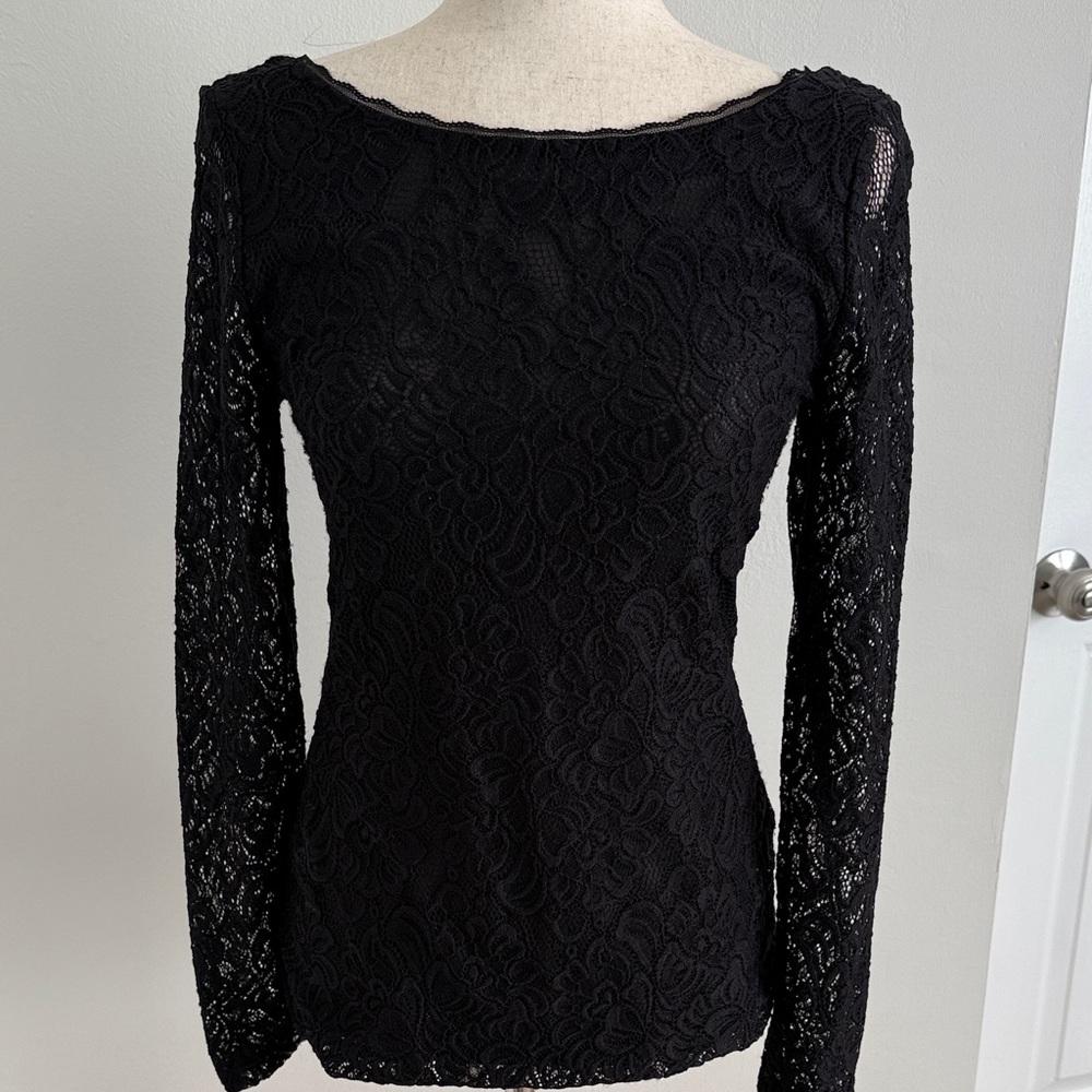 White House Black Market Black Lace Blouse